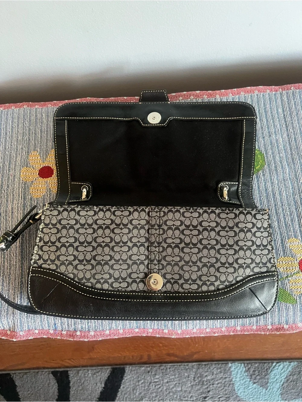 Coach SOHO Vintage 2004 Black and Gray Mini Cs Signature Canvas Shoulder Bag
